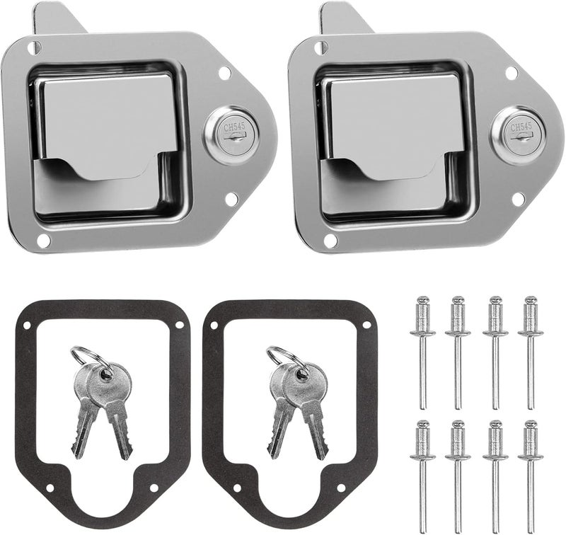 BAUMFEUER Truck Tool Box Latch Replacement Stainless Steel Toolbox Paddle Lock Replacement Handle with Keys for Truck, RV, Trailer, UTV, ATV Box (2 Pack) - Image 1